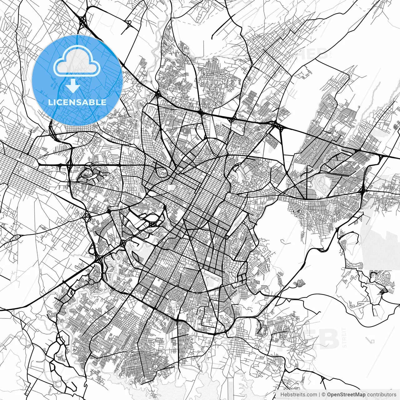 Vector PDF map of Puebla, Mexico