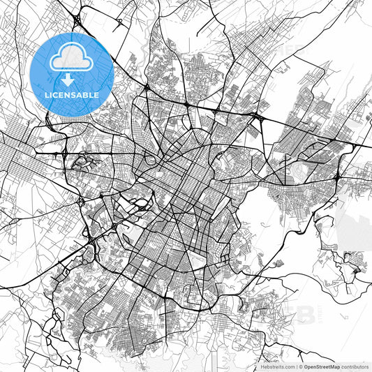 Vector PDF map of Puebla, Mexico