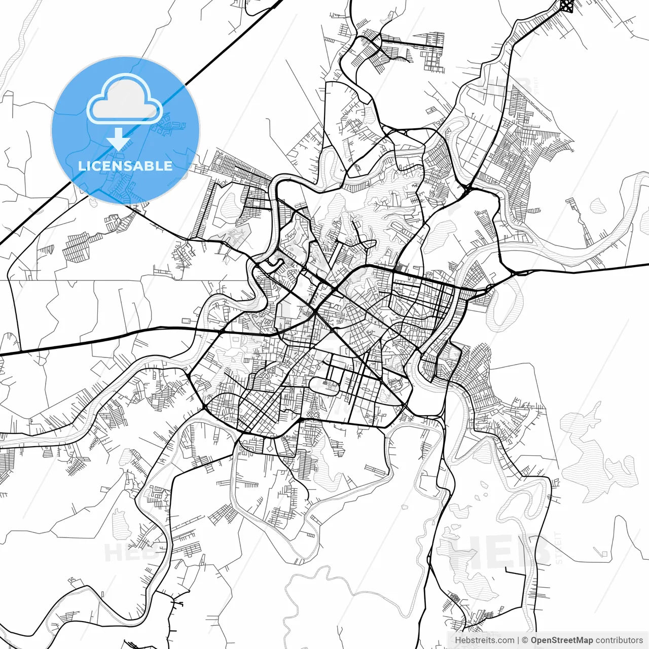 Vector PDF map of Villahermosa, Mexico