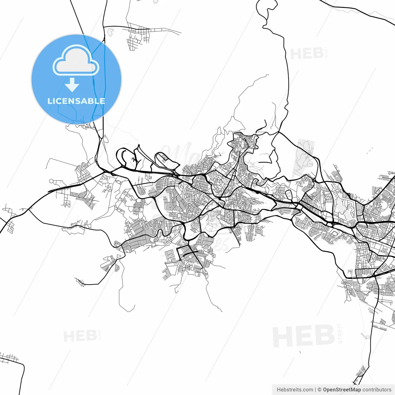 Vector PDF map of Zacatecas, Mexico