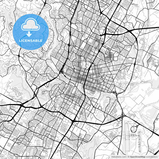 Vector PDF map of Austin, Texas, United States