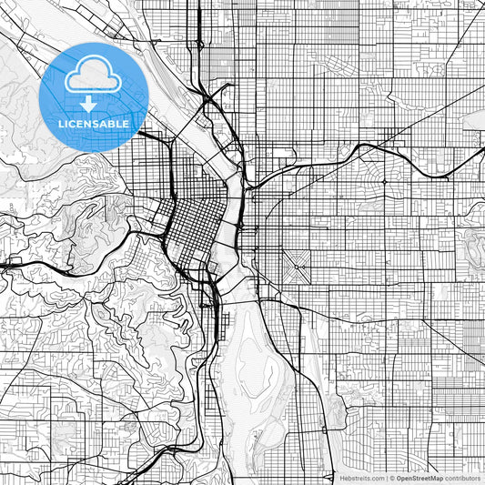 Vector PDF map of Portland, Oregon, United States