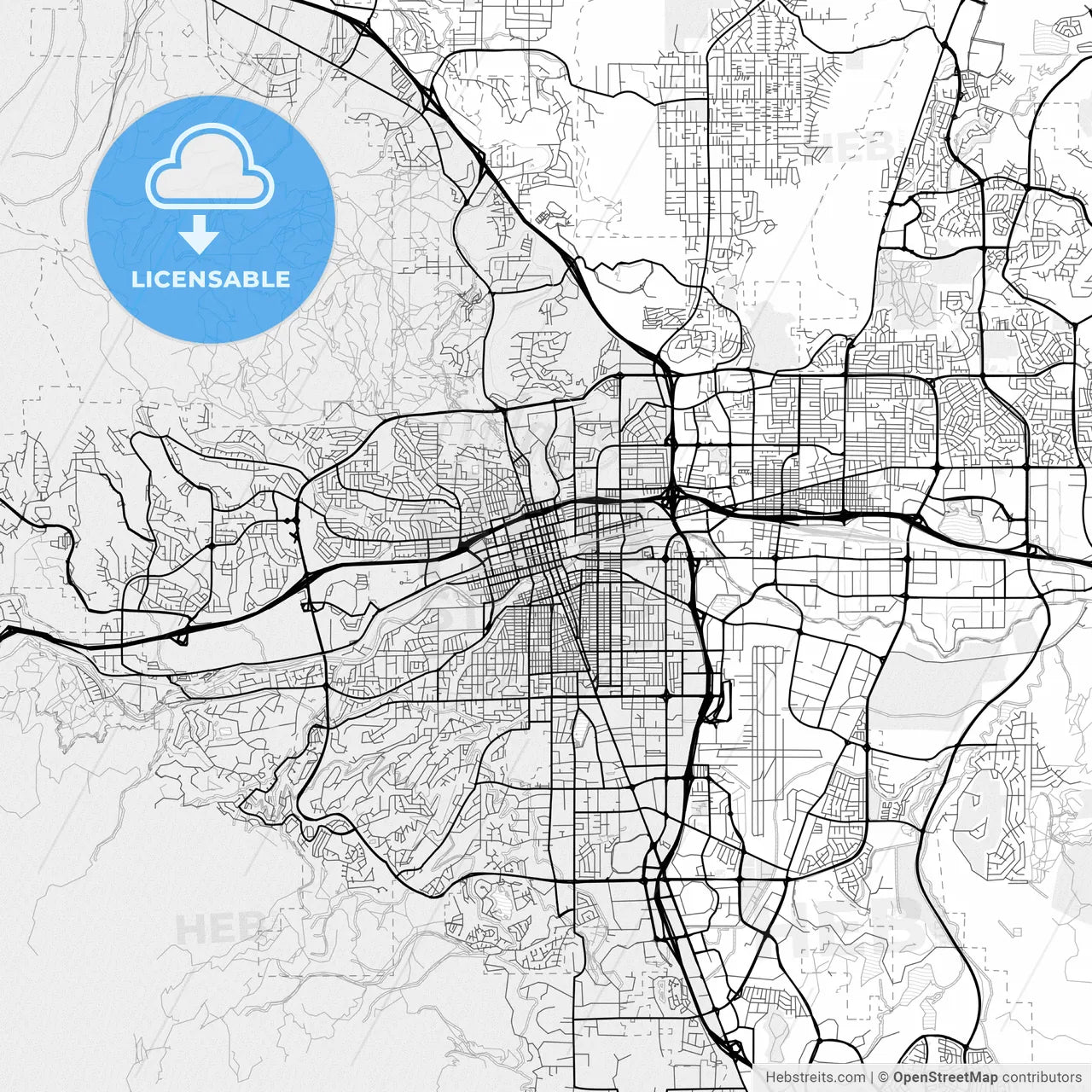 Vector PDF map of Reno, Nevada, United States