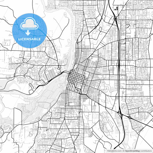 Vector PDF map of Salem, Oregon, United States