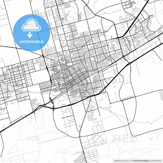 Vector PDF map of Odessa, Texas, United States