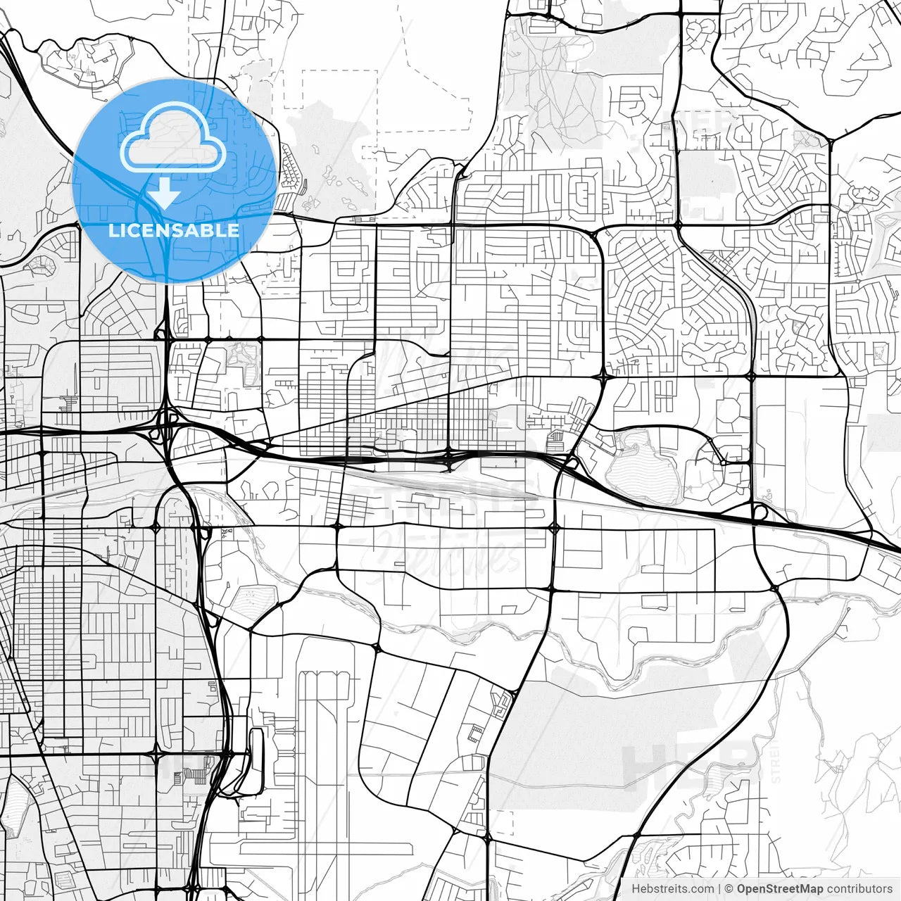 Vector PDF map of Sparks, Nevada, United States