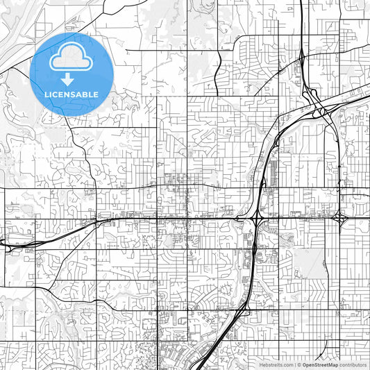 Vector PDF map of Shawnee, Kansas, United States