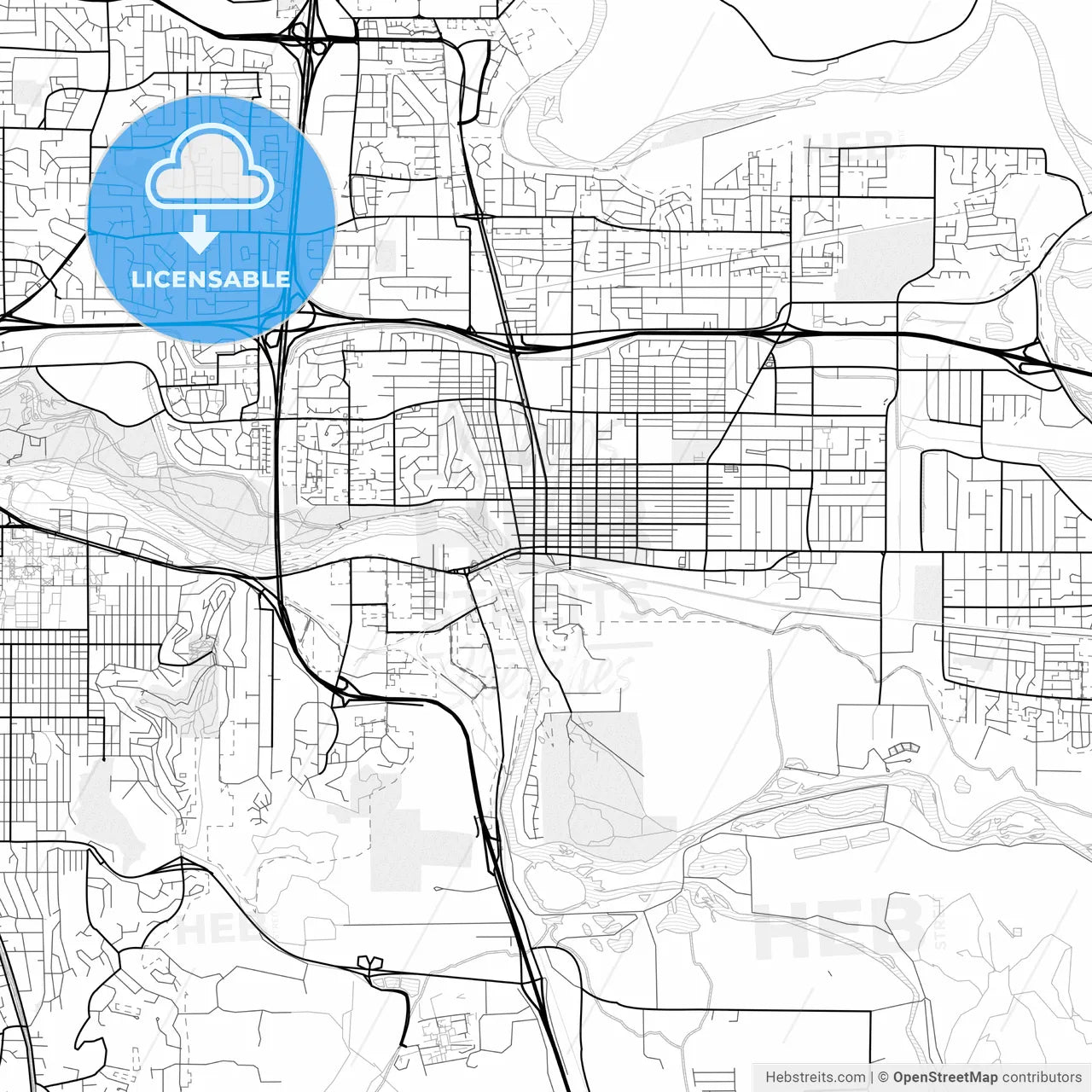 Vector PDF map of Springfield, Oregon, United States