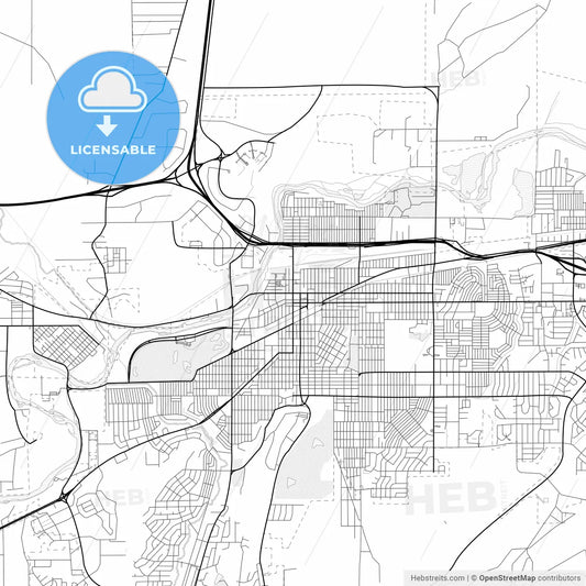Vector PDF map of Casper, Wyoming, United States