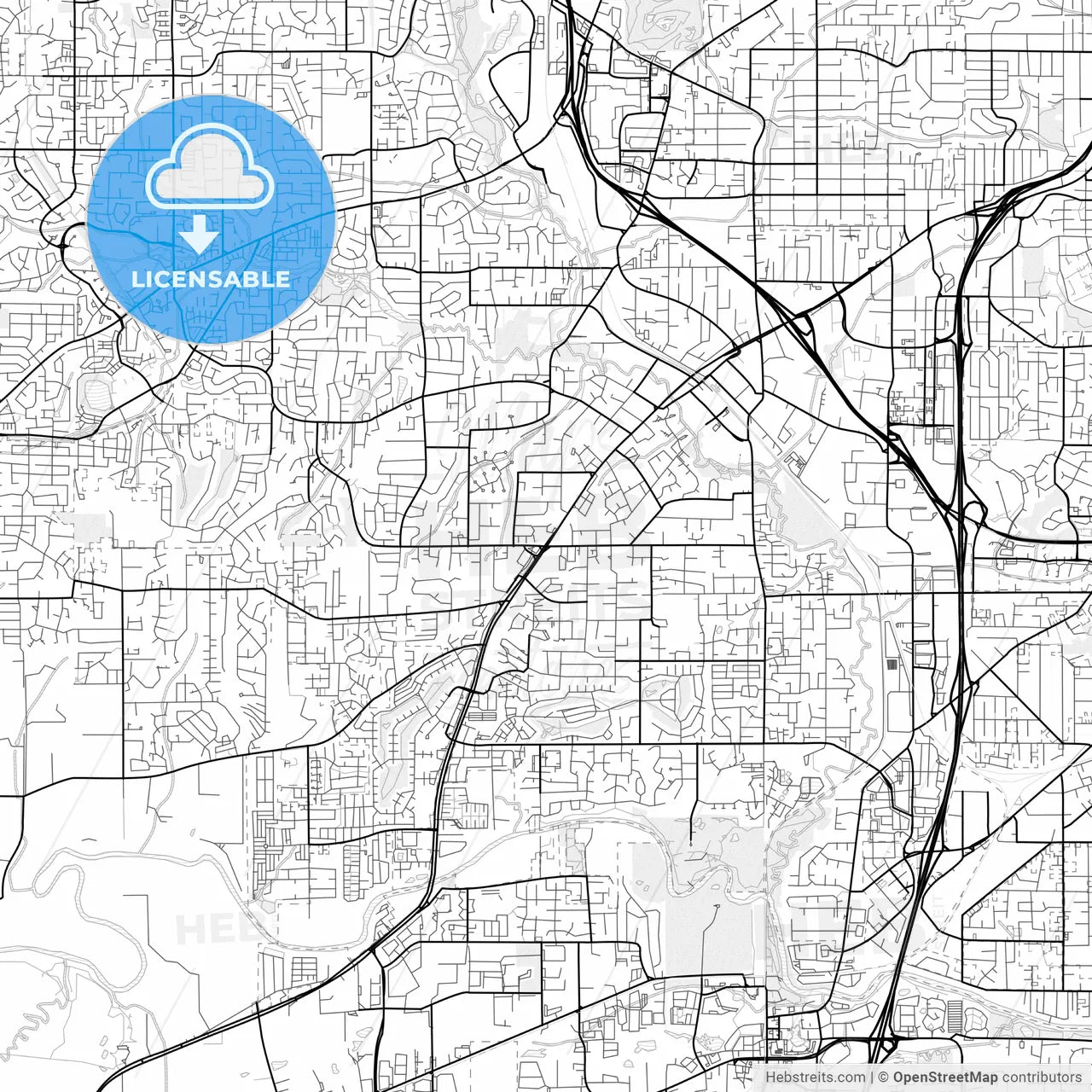 Vector PDF map of Tigard, Oregon, United States