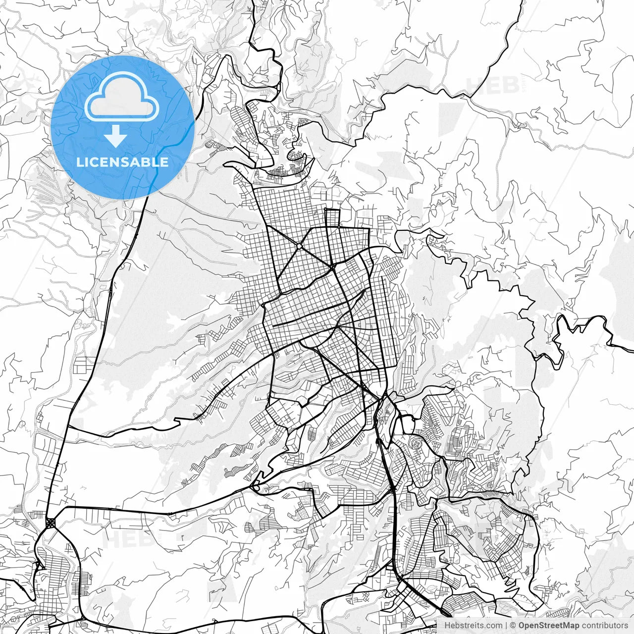 Vector PDF map of Bucaramanga, Colombia