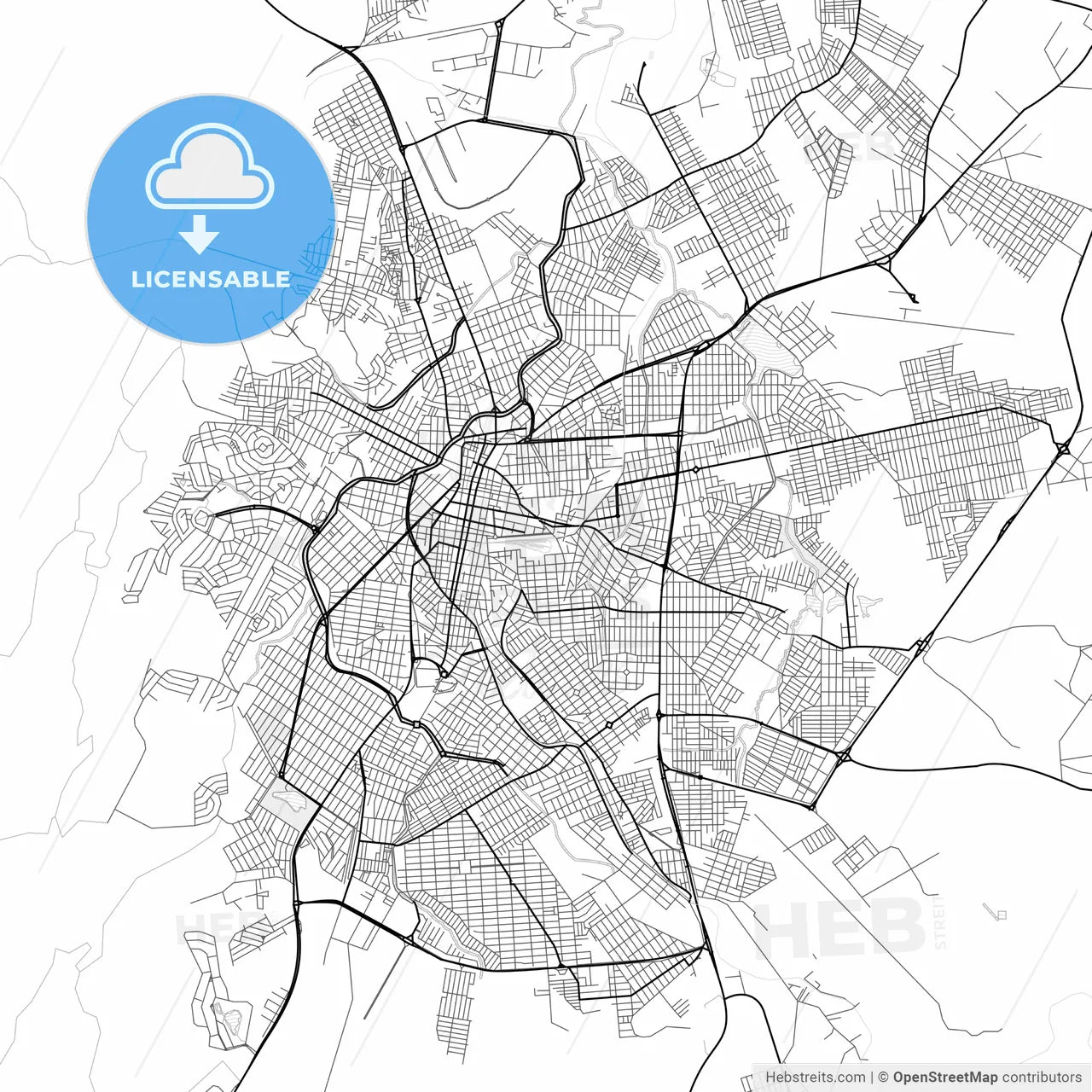 Vector PDF map of Montes Claros, Brazil
