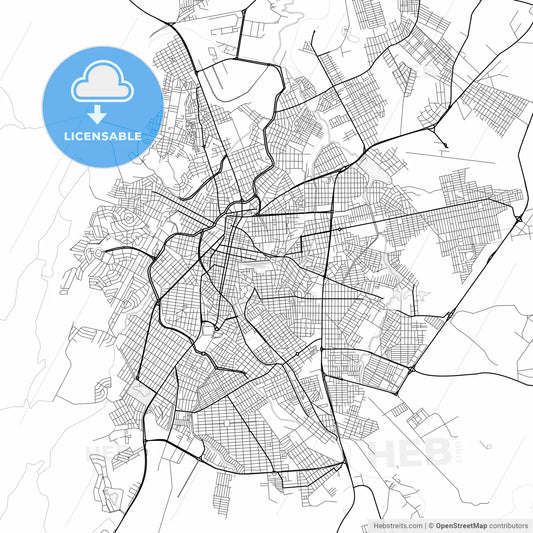 Vector PDF map of Montes Claros, Brazil