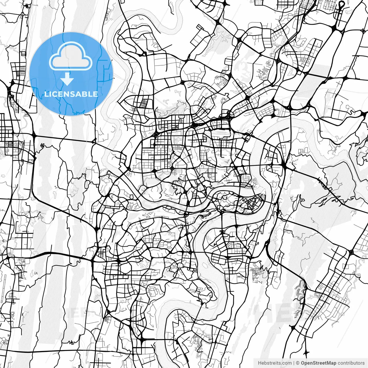 Vector PDF map of Chongqing, China