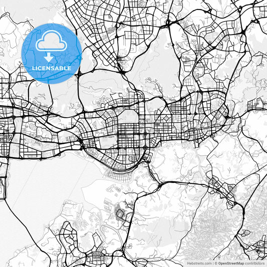 Vector PDF map of Shenzhen, China