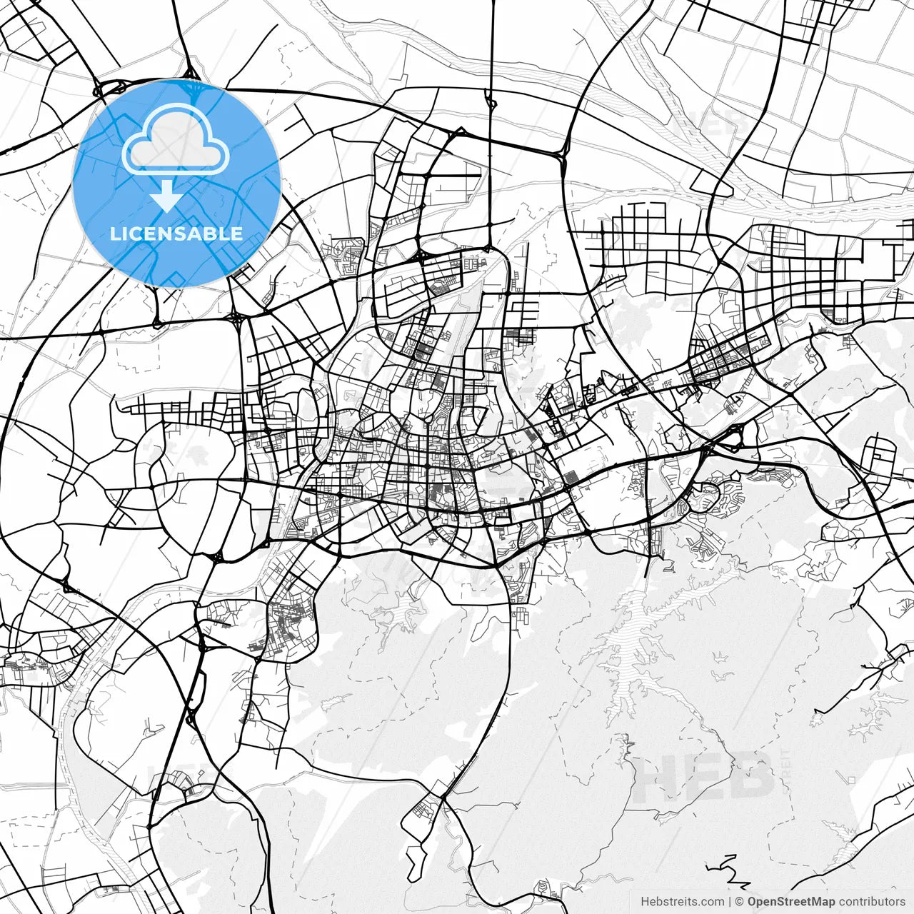 Vector PDF map of Zhongshan, China