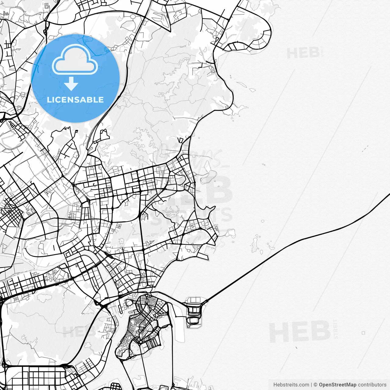 Vector PDF map of Zhuhai, China