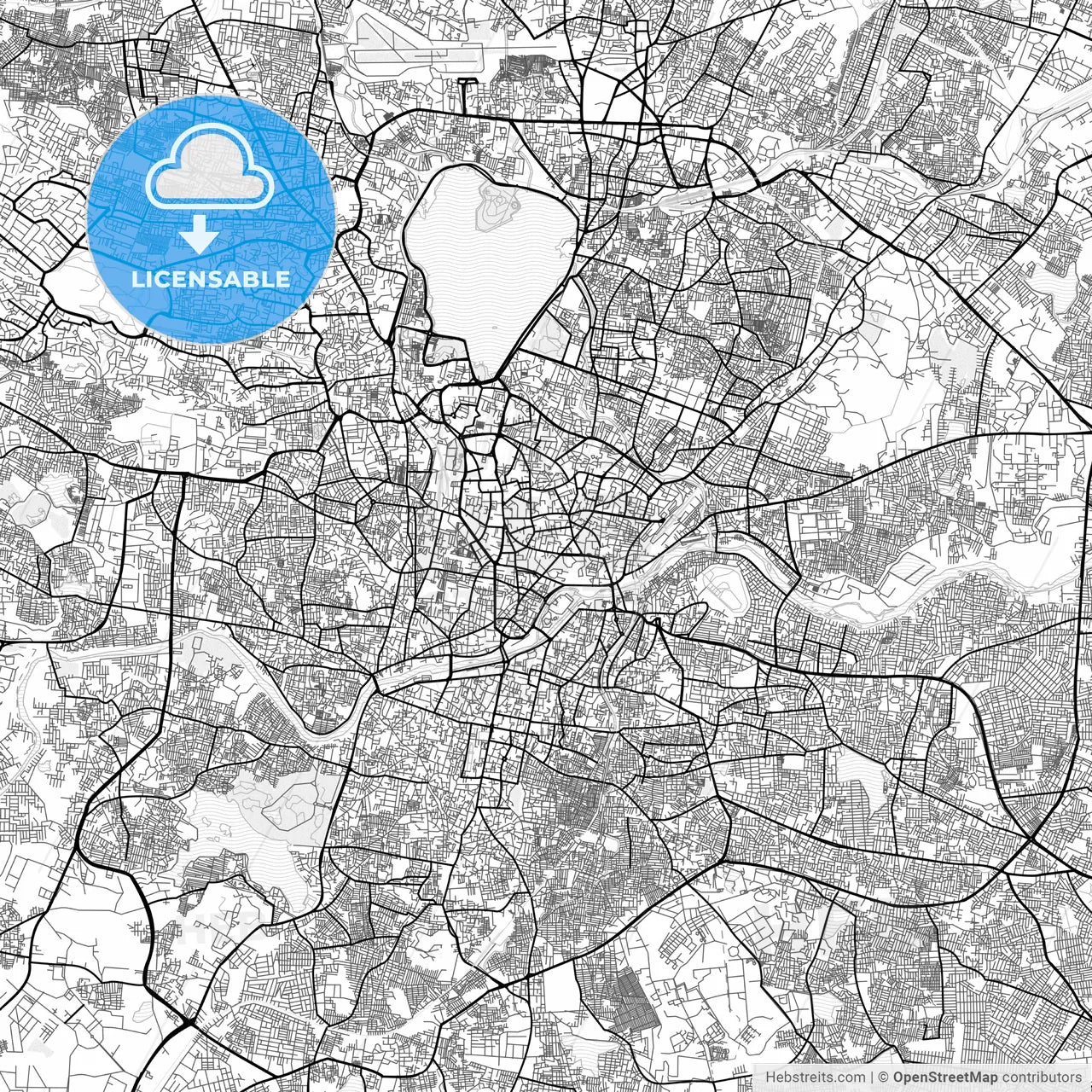 Vector PDF map of Hyderabad, India