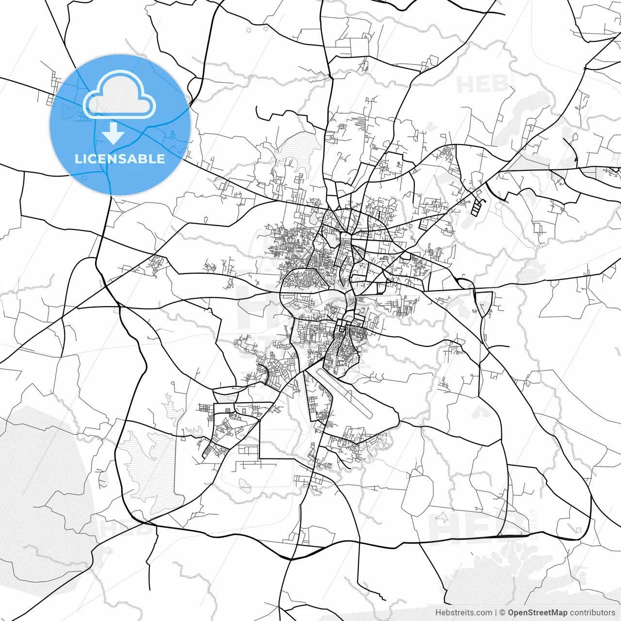 Vector PDF map of Ranchi, India