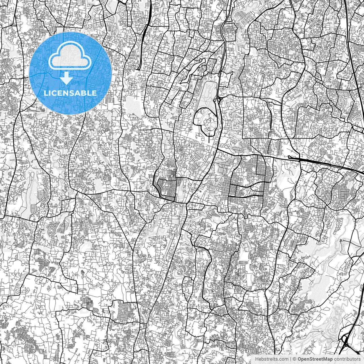 Vector PDF map of Depok, Indonesia