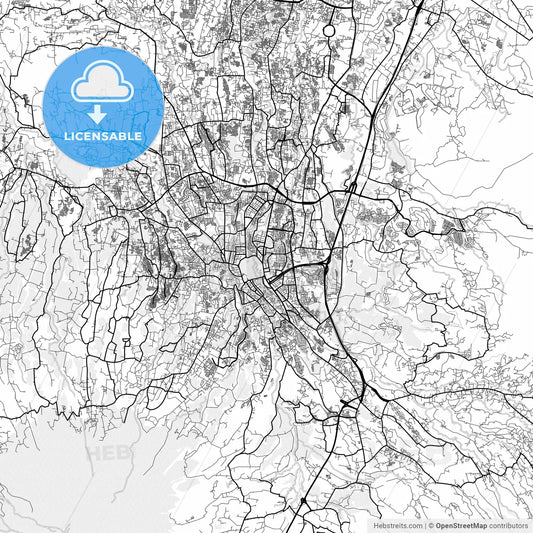 Vector PDF map of Bogor, Indonesia