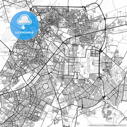 Vector PDF map of Lahore, Pakistan