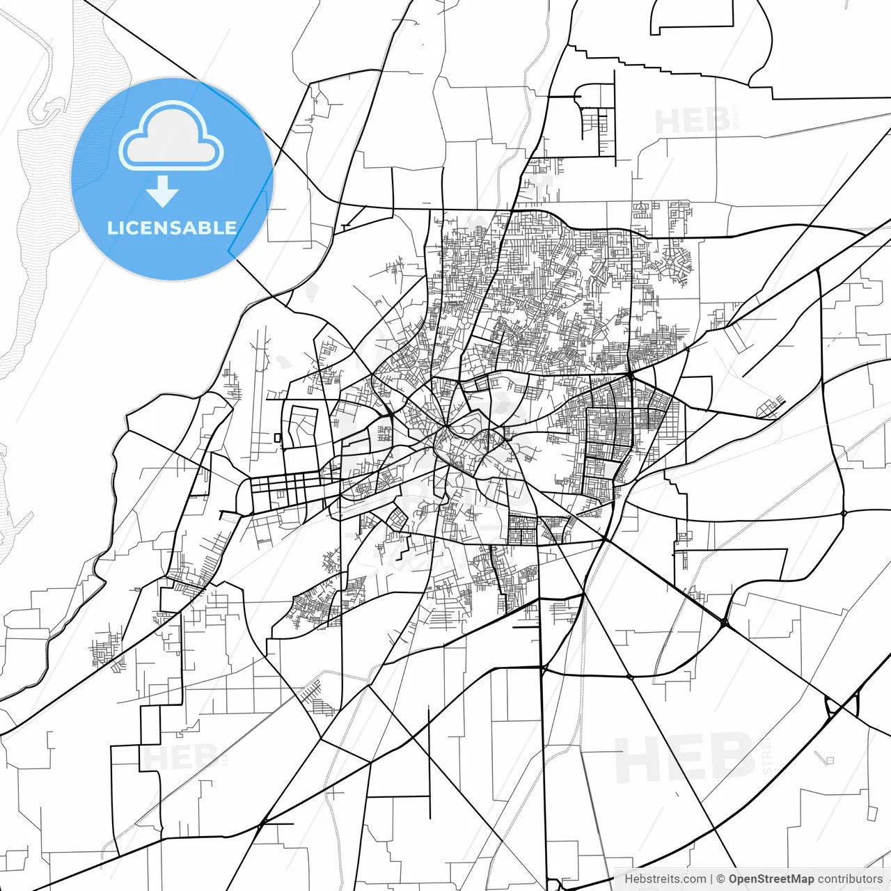 Vector PDF map of Multan, Pakistan