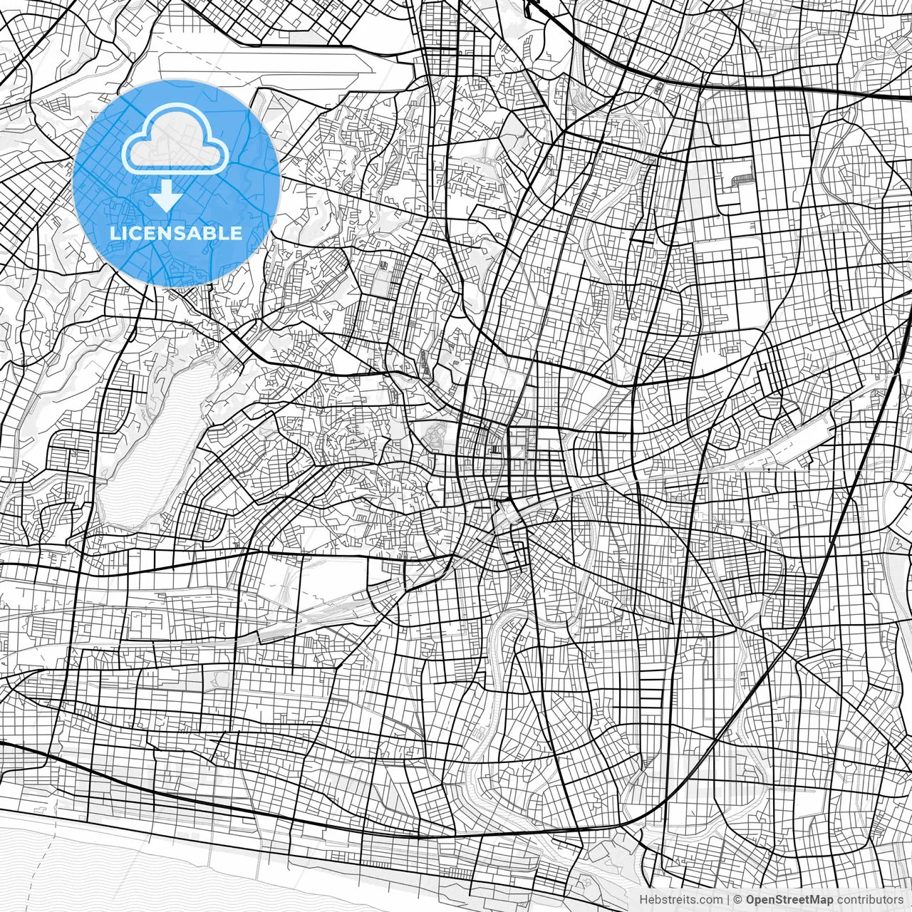 Vector PDF map of Hamamatsu, Japan