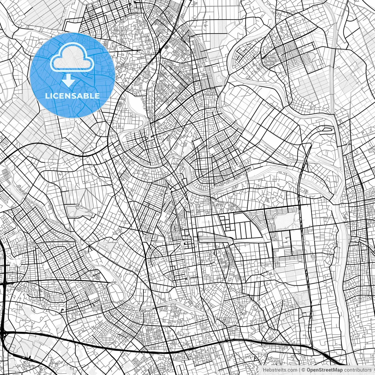 Vector PDF map of Koshigaya, Japan