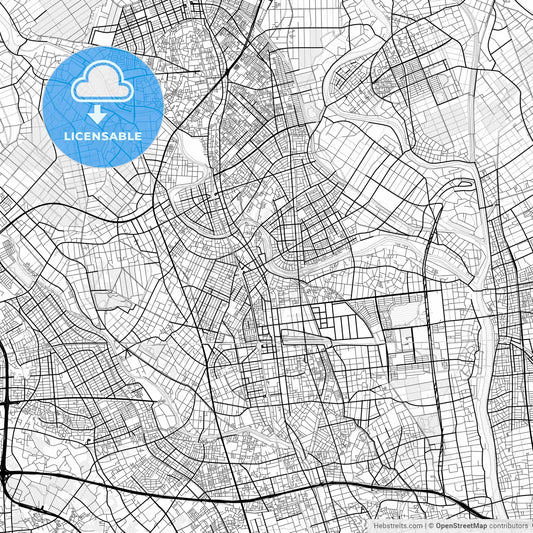 Vector PDF map of Koshigaya, Japan