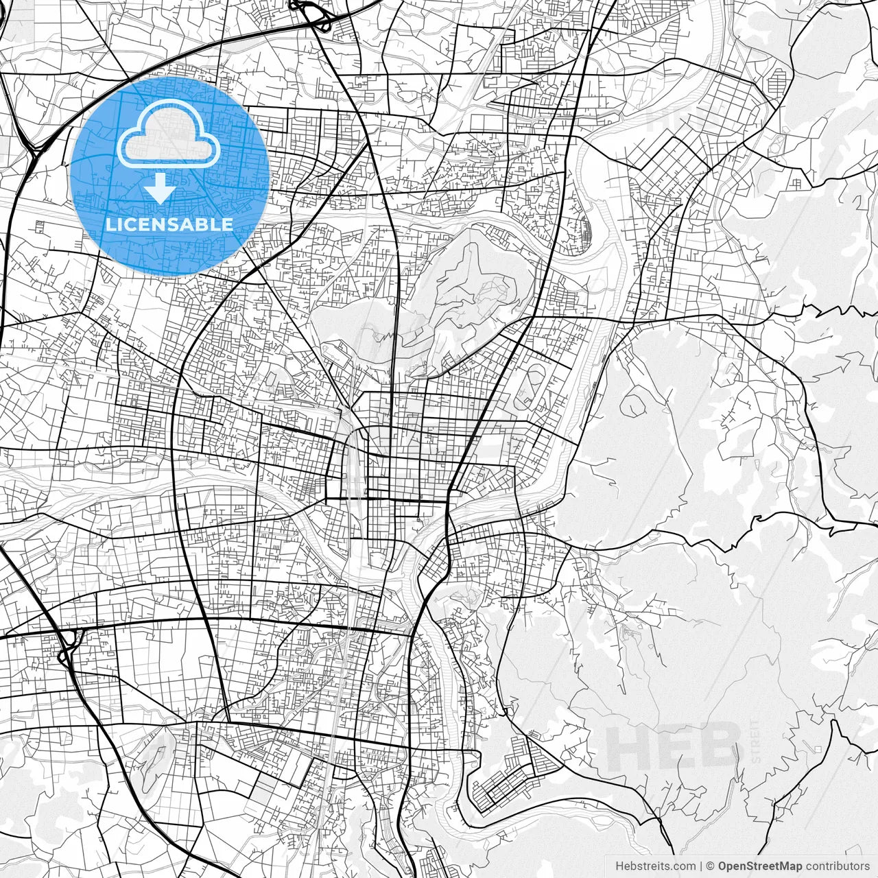 Vector PDF map of Fukushima, Japan