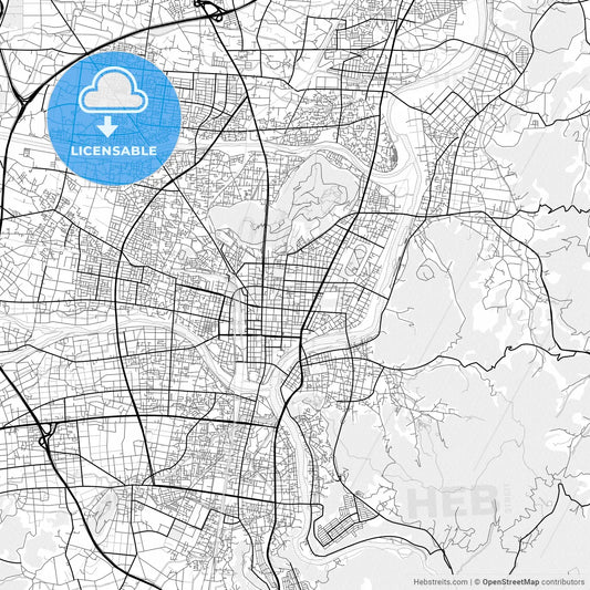 Vector PDF map of Fukushima, Japan