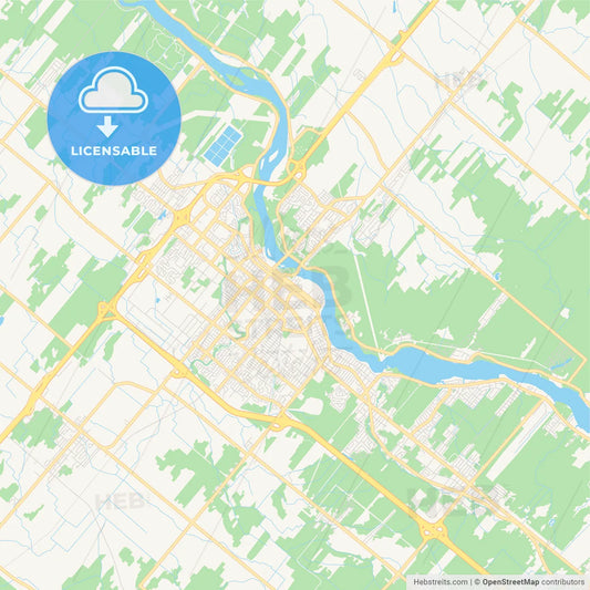 Empty vector map of Drummondville, Quebec, Canada