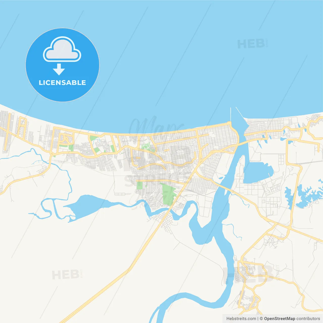 Empty vector map of Coatzacoalcos, Veracruz, Mexico