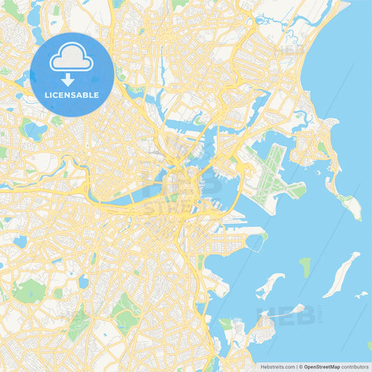 Empty vector map of Boston, Massachusetts, USA