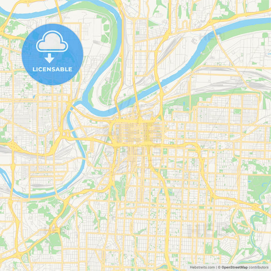 Empty vector map of Kansas City, Missouri, USA