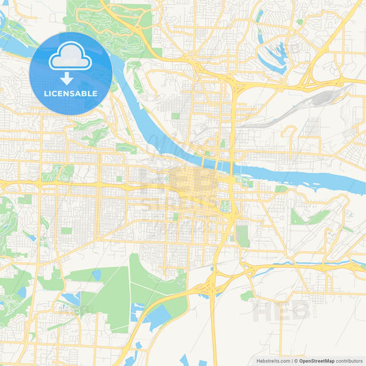 Empty vector map of Little Rock, Arkansas, USA