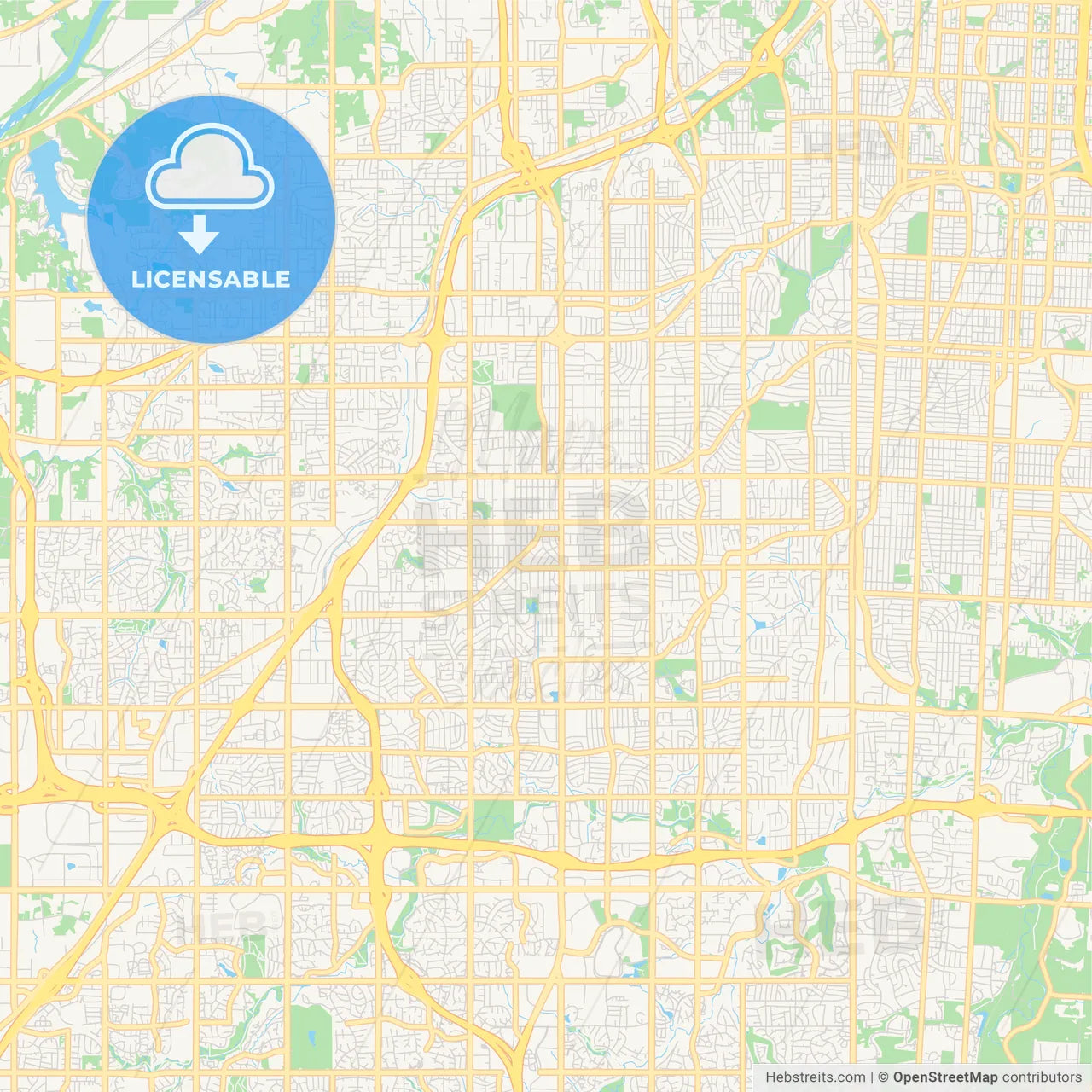 Empty vector map of Overland Park, Kansas, USA
