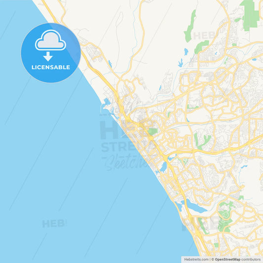 Empty vector map of Oceanside, California, USA
