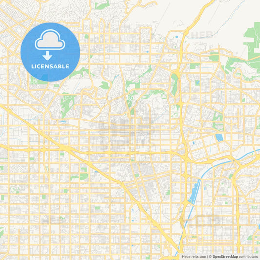 Empty vector map of Fullerton, California, USA