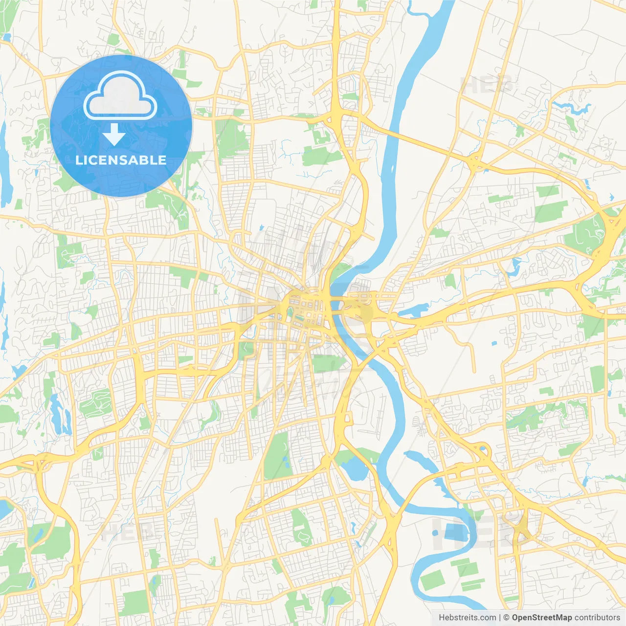 Empty vector map of Hartford, Connecticut, USA