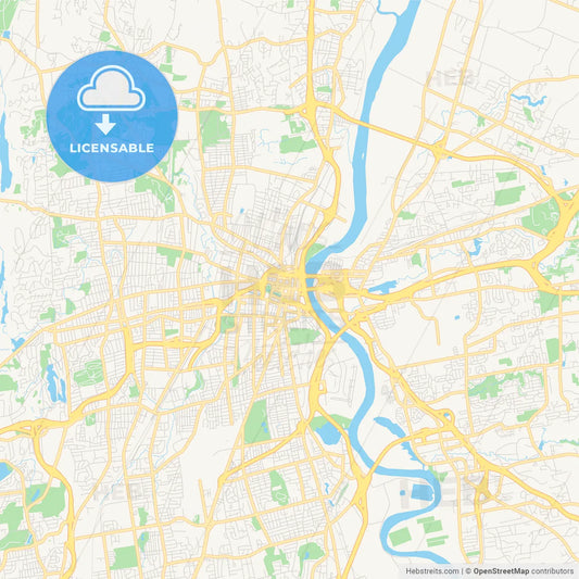 Empty vector map of Hartford, Connecticut, USA