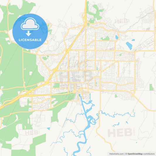 Empty vector map of Fairfield, California, USA