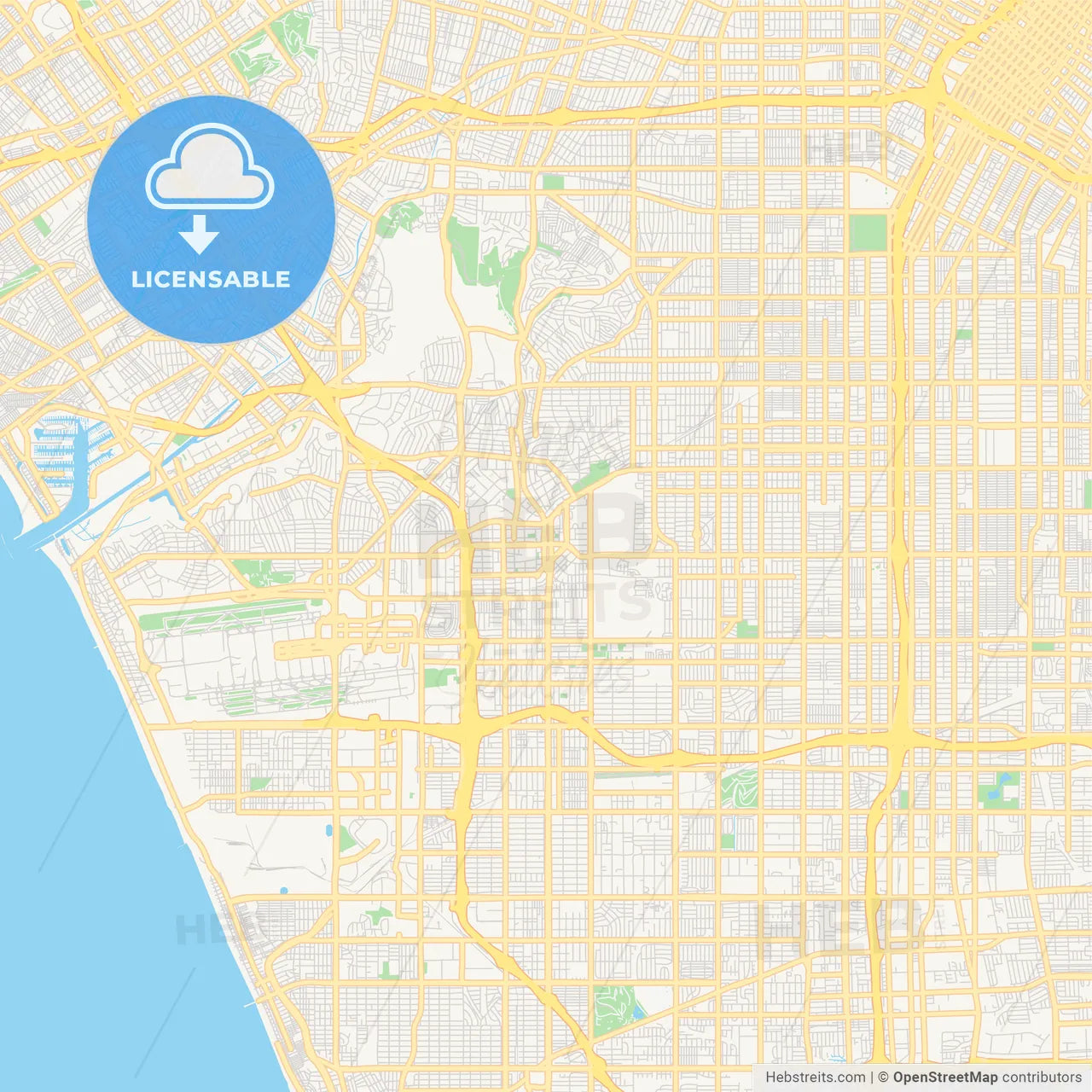 Empty vector map of Inglewood, California, USA