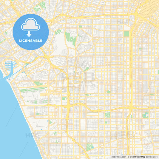 Empty vector map of Inglewood, California, USA