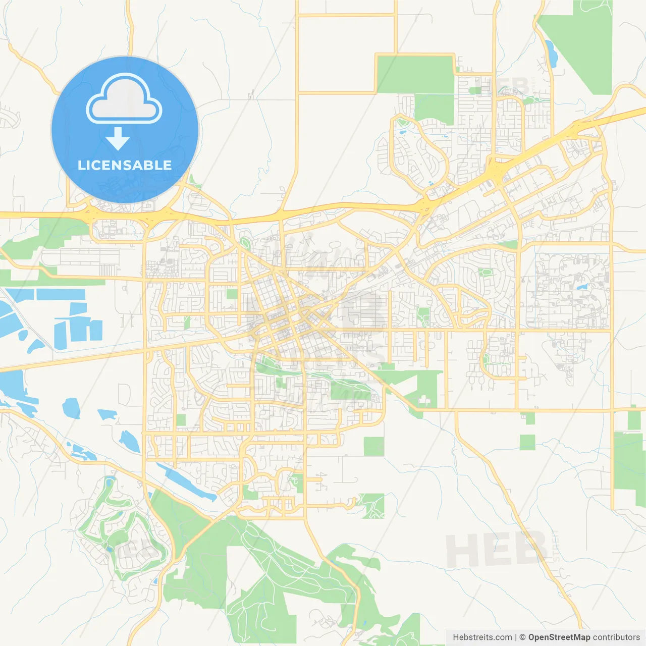 Empty vector map of Livermore, California, USA