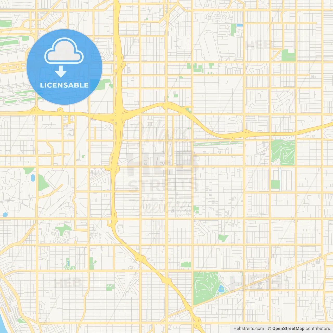 Empty vector map of Hawthorne, California, USA