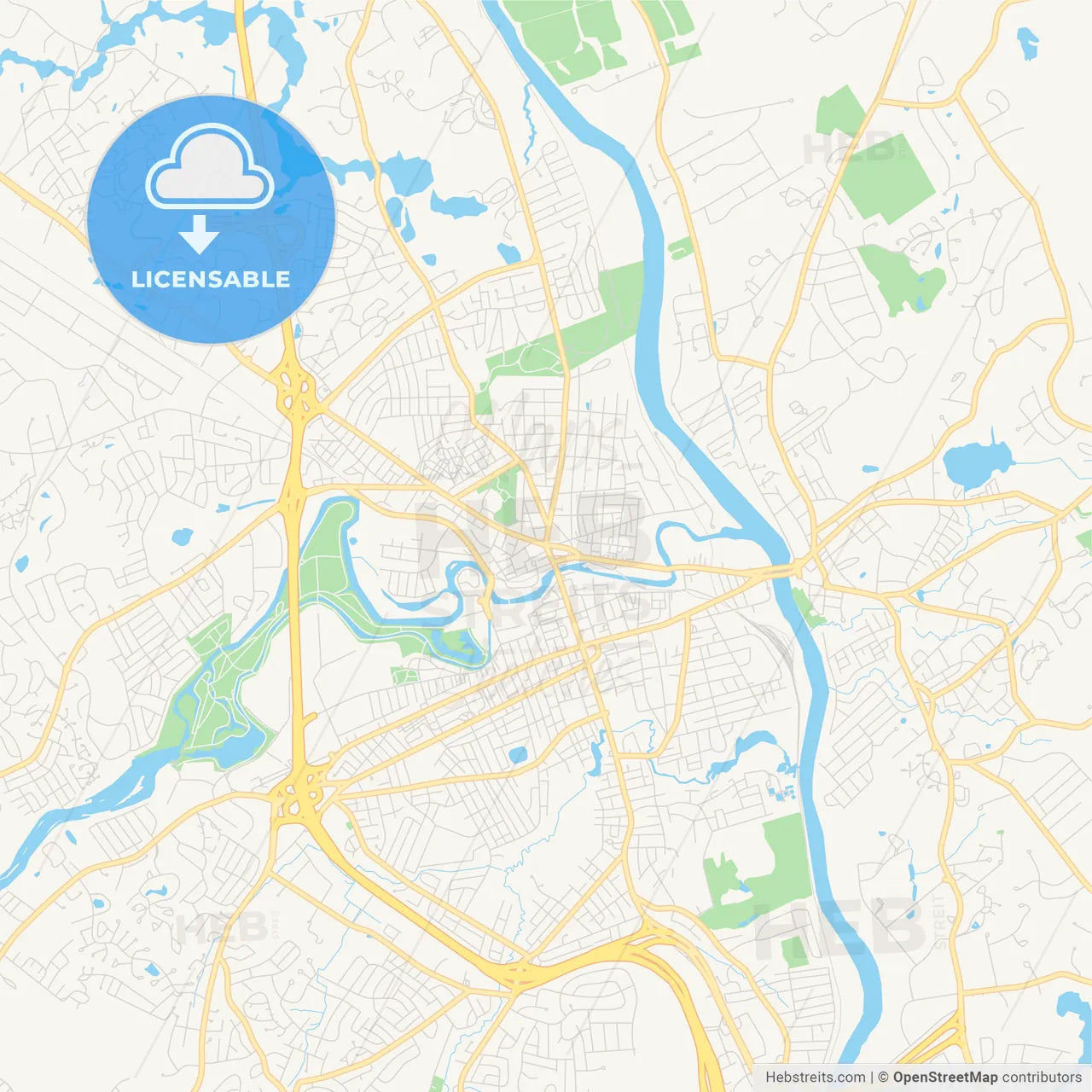 Empty vector map of Nashua, New Hampshire, USA
