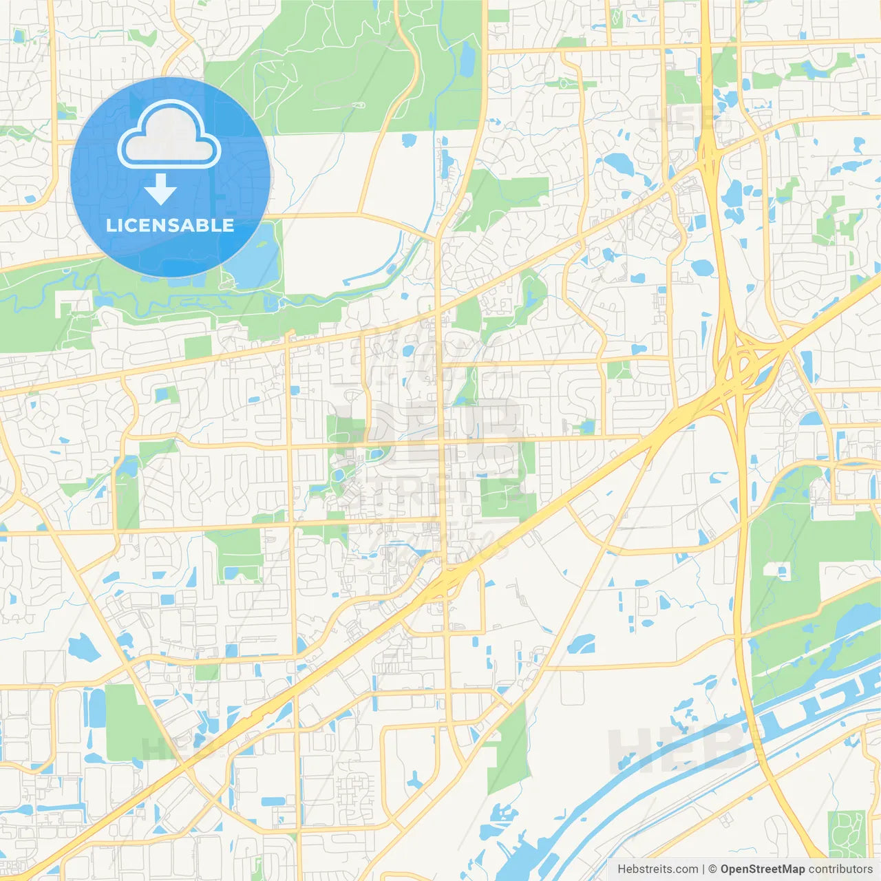 Empty vector map of Bolingbrook, Illinois, USA