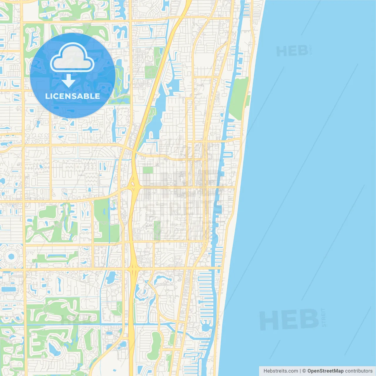 Empty vector map of Delray Beach, Florida, USA